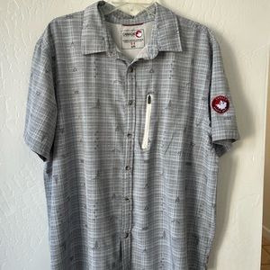 Canada Weather Gear Men's Short Sleeve Button Down Chest Zipper Pocket XL